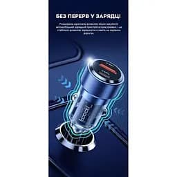 Зарядний пристрій автомобільний в прикурювач Toocki 75W (1 Type-C 45w + 1 USB 30w) Blue Transparent - мініатюра 8