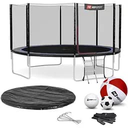 Батут Hop-Sport 14ft с наружной сеткой 427 см черно-синий