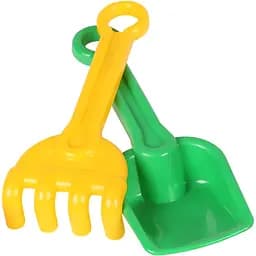 Набір для піску ТехноК Лопатка та граблі жовтий з зеленим (1363)