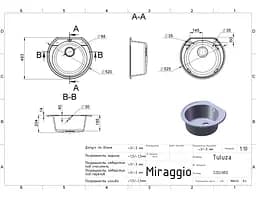 Кухонна мийка гранітна Miraggio Tuluza gray 520x483x204 00210206, Сірий - мініатюра 4