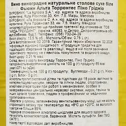 Вино Fuzion Alta Torrontes Pinot Grigio, біле, сухе, 13,5%, 0,75 л (34751) - мініатюра 3