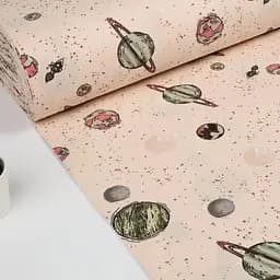 Дитяча постільна білизна в ліжечко SPACE CS23, бежевий (SpaceSolarSystemBeige_78Olive_140) - мініатюра 7