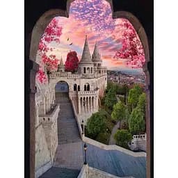 Алмазна мозаїка Strateg ПРЕМІУМ Між частинами замка без підрамника розміром 50х65 см (SGK86077)