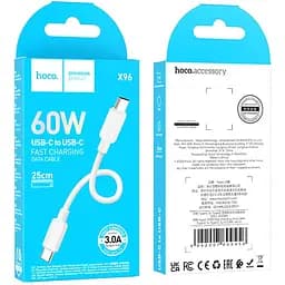 Дата кабель Hoco X96 Hyper Type-C to Type-C 60W (0.25m) White - мініатюра 3