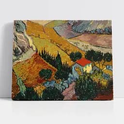 Інтер'єрна картина Пейзаж з домом і пахарем, Вінсент ван Гог, Vincent van Gogh, інтер'єрний декор, 60×80 см (id6663) - мініатюра 1