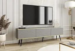 Тумба під телевізор Perfect Home Оро / Oro 3-дверна з чорними ніжками RTV175 MDF Сірий (PFH-091344)