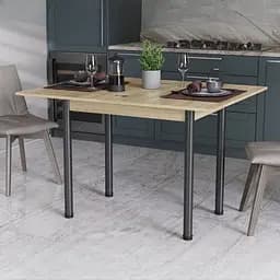 Раскладной обеденный стол трансформер Берта Ferrum-decor 750x1400x900 Черный металл ДСП Дуб Сонома 16 мм (FRD-105181)