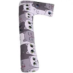 Подушка для вагітних та відпочинку MirSon Г-подібна №5011 Color Line Кіт Батон 140х40х20 см сіра (2200010969627)