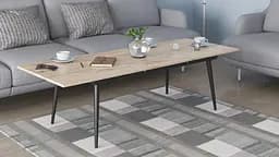 Стіл журнальний трансформер Dandi Small Ferrum-decor 45x120(160)x70 Чорний метал ДСП Дуб Сан-Марино 16 мм (FRD-106798) - мініатюра 6