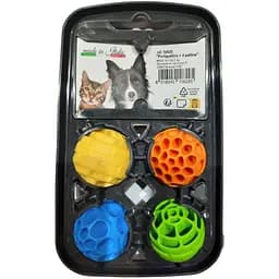 Набор пластиковых мячей для собак и кошек Georplast Nebula с держателем 18х11х4 см 4 шт.