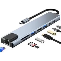 Концентратор Dynamode USB-C 8-in-1 HDMI 4K30Hz + 1xRJ45 + 1xUSB 3.0 + 1xUSB 2.0 + 1xUSB-C PD (BYL-2017L) - мініатюра 7