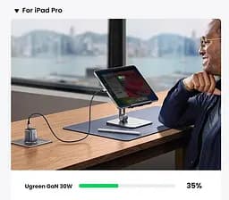 Блок зарядний адаптер Ugreen CD319 Nexode 30W мережеве зарядне темно сіре - мініатюра 5