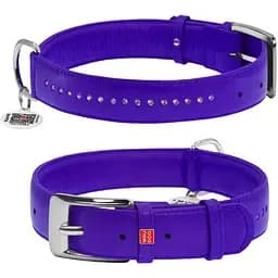 Нашийник для собак Waudog Glamour шкіряний з QR паспортом, подвійний зі страз, M, Ш 25 мм, Дов 38-49 см (4823089318257)