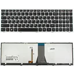 Клавіатура для ноутбука LENOVO (G50-30, G50-45, G50-70, Z50-70, Z50-75, Flex 2-15) rus, black, silver frame, підсвічування клавіш - мініатюра 2