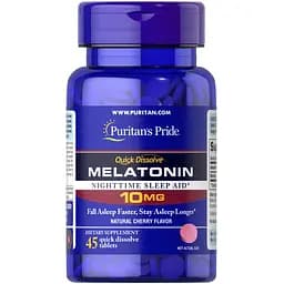 Мелатонін Puritan's Pride Quick Dissolve Melatonin 10 mg Cherry Flavor 45 таблеток