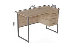 Комп'ютерний стіл Ferrum-decor Гаррі 75x140x70 сірий ДСП Дуб Сан-Марино 32мм (FRD-101489) - мініатюра 2