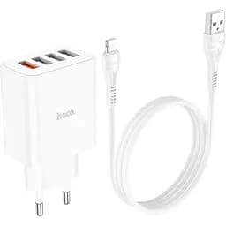 Зарядное устройство Hoco C102A 4 порта USB выхода с кабелем Lightning