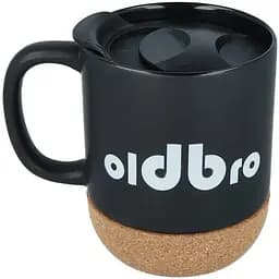 Керамічний кавовий кухоль OldBro Black Classic 400 мл з корковим дном і кришкою