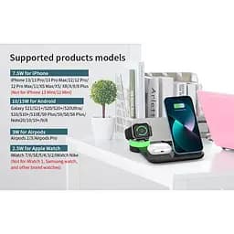 Зарядка Qi 4in1 wireless charger RGB X499 Phone/Watch/Earphones 15W Max біла - мініатюра 9