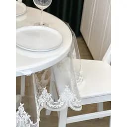 Силіконова скатертина з молочним мереживом корд Elit 190х170 см