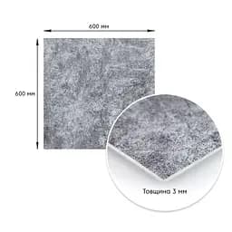 Декоративна ПВх плита 600x600x3 мм Попелястий мармур S SW-00001626 - мініатюра 3
