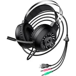 Дротова гарнітура Hoco Cool Game LED ESD04 Hi-Res, USB, 2х3.5mm, 2m, black