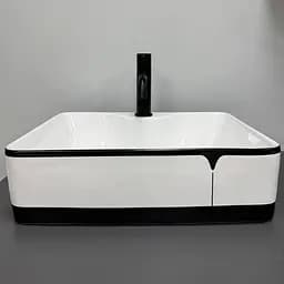 Умивальник VBI Forli black lined накладний VBI-011108, Білий - мініатюра 4