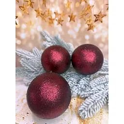 Набір ялинкових куль Блиск 100 мм 6 шт Бургунді
