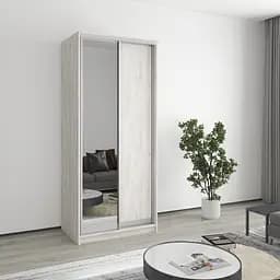 Шафа-купе дводверна MebelStar Стандарт AL ДСП/Дзеркало 90x45x210 см Аляска сірий (MBS-2395)