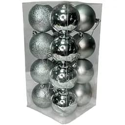 Набор игрушек на елку K42-31 19455 8 см 16 шт серебристый