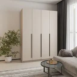 Шкаф 4-дверный MebelStar Оскар ДСП BG, дополнительная штанга 160x52x220 см Кашемир (MBS-4665)