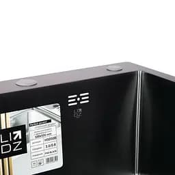 Кухонна мийка Lidz H5050B 3.0/0.8 мм Brush Black (LDH5050BPVD3008), Чорний - мініатюра 5