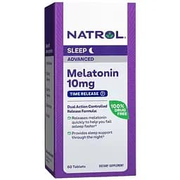 Натуральна добавка Natrol Melatonin 10 mg Advanced Sleep, 60 таблеток