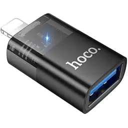 Перехідник Hoco UA36 iP male to USB female OTG transparent adapter чорний