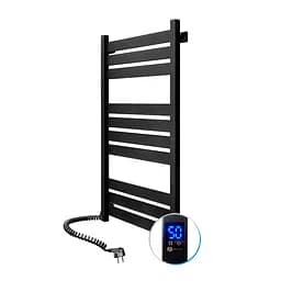 Електрична рушникосушка Navin Largo 500x1000 Sensor лівобічна з таймером, чорний муар 12-244153-5010, Чорний матовий, Ліве, Електронний