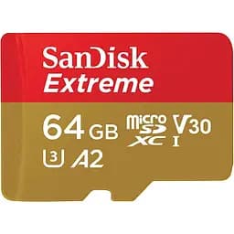 Карта памяти Sandisk 64GB microSD C10 UHS-I U3 R170/W80MB/s Extreme V30 + SD (SDSQXAH-064G-GN6MA)