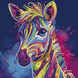 Алмазна мозаїка "Яскрава зебра" Brushme BH032 неповна викладка 25х25 см