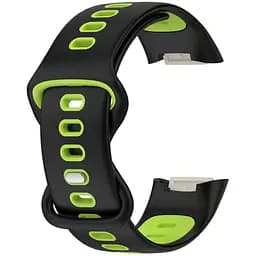 Силіконовий ремінець Primolux Sport для фітнес браслета Fitbit Charge 5/Charge 6 Black Lime/розмір М