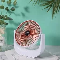 Вентилятор настільний Fan Portable F138 біло-червоний, портативний вентилятор на акумуляторі 4.5W, 3 швидкості