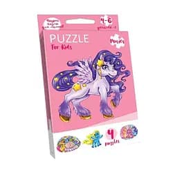 Детские пазлы "Puzzle For Kids Единорожек" Danko Toys PFK-09, 4 картинки