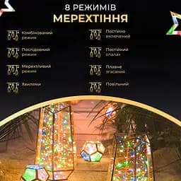 Гірлянда Роса нитка 2000 LED довжина 200 м з пультом від мережі зелена, мультиколор GarlandoPro 2000L200MGML - мініатюра 25