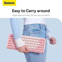 Клавіатура Baseus K01A Wireless Tri-Mode Keyboard 2.4G + BT1 + BT2 бездротова рожева - мініатюра 8