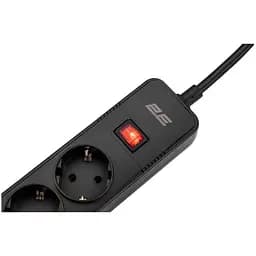  Мережевий фільтр-подовжувачь 2E SP515M2-USB-BK 5хSchuko 3xUSB 2 м 5 розеток 16 A 3.68 кВт - мініатюра 3