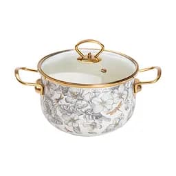 Каструля емальована 3,5 л зі скляною кришкою, flowers Yiwu HP-2-106