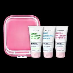 Подарунковий набір Mermade Try Kit Face Care: гель для вмивання обличчя Wait Clean Up Step Up 50 мл + ензимна маска для очищення шкіри обличчя Geez..Im Doing My Best 50 мл + зволожуючий крем для обличчя No Boring Days 50 мл + косметичка  - мініатюра 2