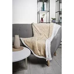 Ковдра Soho Plush hugs Beige флісова, 220х200 см, бежева з білим (1225К) - мініатюра 4