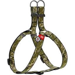 Шлея для собак Waudog Nylon Милитари, с QR паспортом, L, 60-90х2,5 см, оливковый