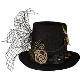 Женская шляпа цилиндр Стимпанк черная