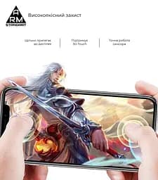 Захисне скло для ZTE Blade V40s, Full Glue, 2.5D, на весь екран, глянцеве, загартоване 9H, повне проклеювання по всій поверхні, з чорною рамкою, протиударне, ArmorStandart (ARM68734) - мініатюра 3