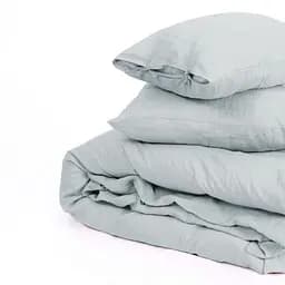 Комплект постільної білизни MirSon Natural Linen Caspian льон полуторний сіро-блакитний (2200008248222) - мініатюра 2
